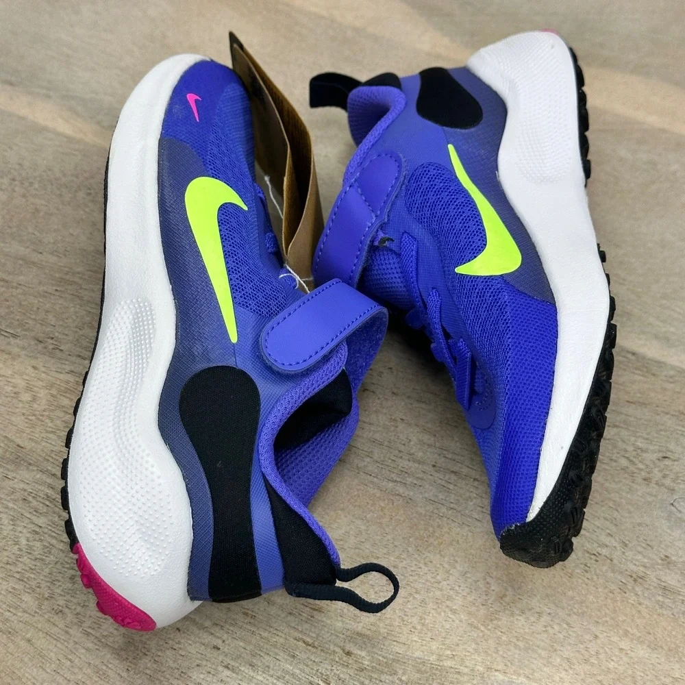 Nike Revolution 7 Kids Sneakers Blue Lime Blast FB7690-500 10C